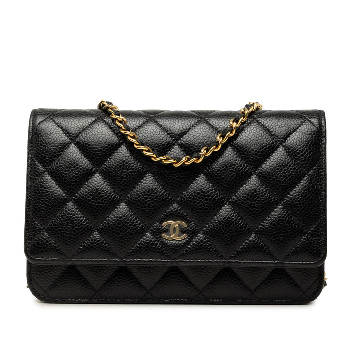 Chanel CC Matelassé Wallet on Chain Cuir caviar Noir – vue principale – GABY PARIS