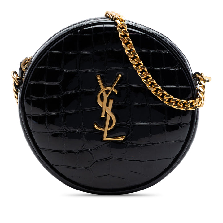 Saint Laurent Croc embossé Cuir verni Rond Vinyle Sac caméra