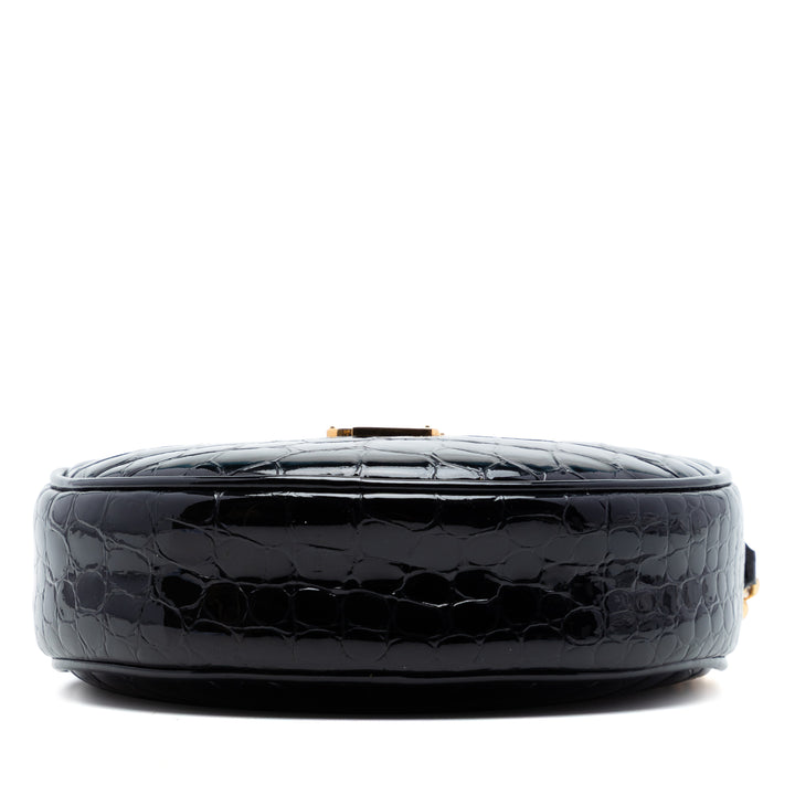 Saint Laurent Croc embossé Cuir verni Rond Vinyle Sac caméra