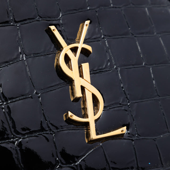 Saint Laurent Croc embossé Cuir verni Rond Vinyle Sac caméra