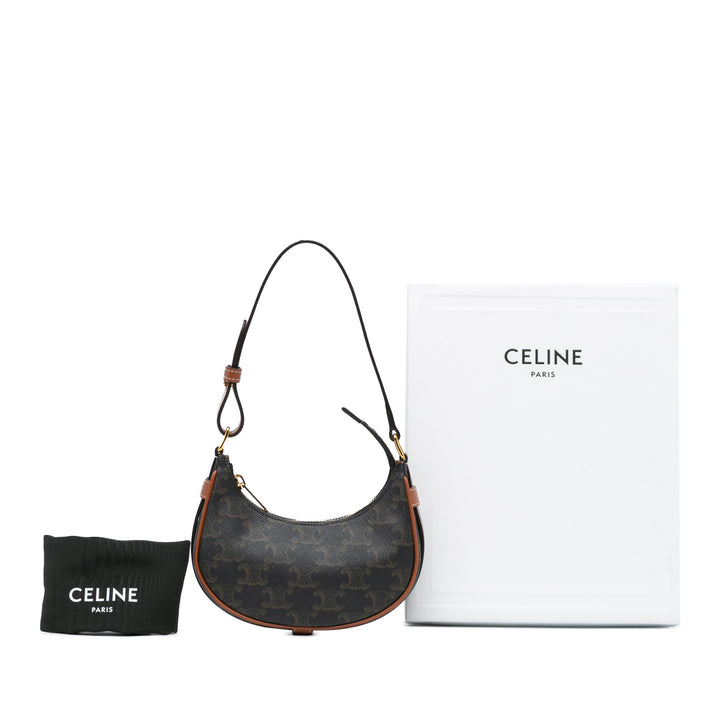 Celine Mini Triomphe Coated Canvas Ava Shoulder Bag Brown - GABY PARIS