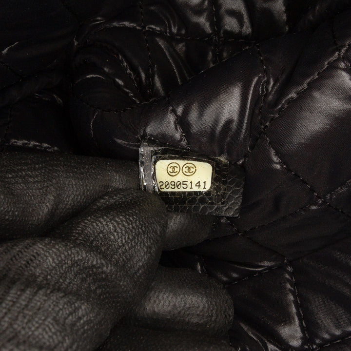 Large Quilted Caviar O Case Clutch Black - Gaby Paris