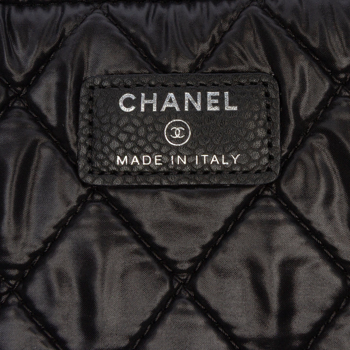 Large Quilted Caviar O Case Clutch Black - Gaby Paris