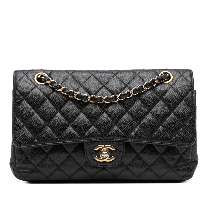Chanel Medium Classic Caviar Double rabat Noir