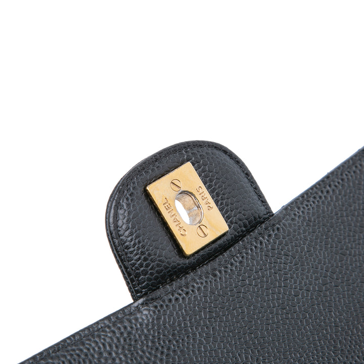Chanel Medium Classic Caviar Double rabat Noir