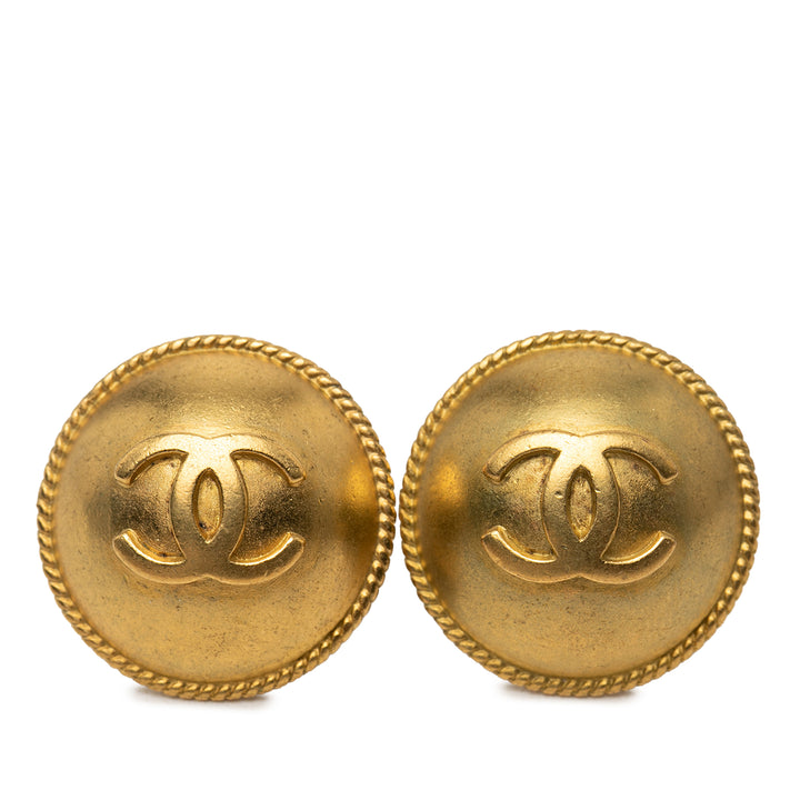 Chanel CC plaqué Rond À clip Boucles d'oreilles Doré
