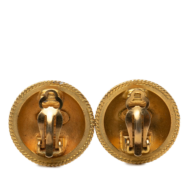 Chanel CC plaqué Rond À clip Boucles d'oreilles Doré