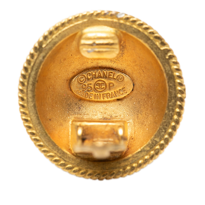 Chanel CC plaqué Rond À clip Boucles d'oreilles Doré