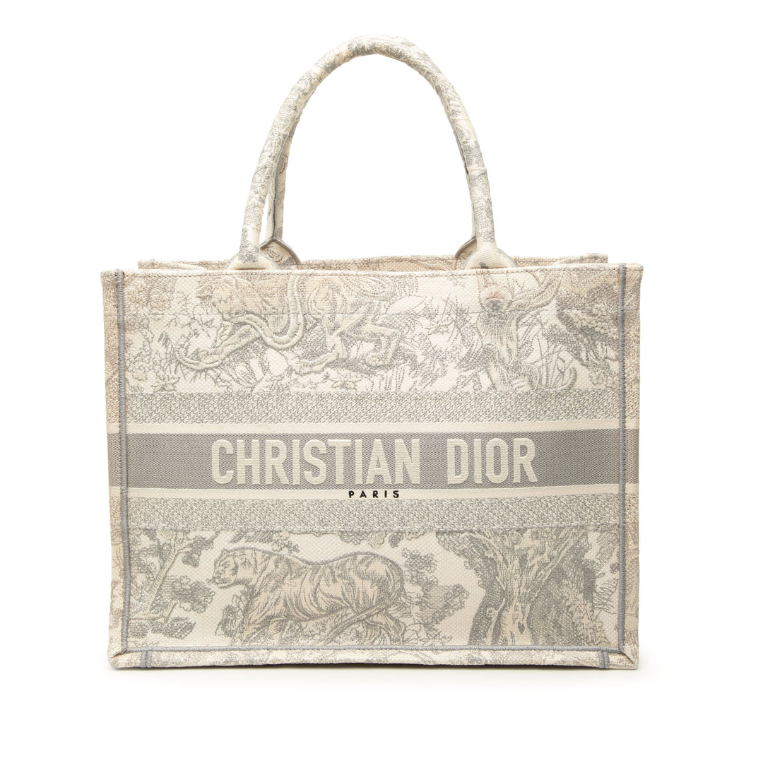 Dior Book Tote brodé Dioriviera De Jouy Moyen Gris – vue principale – GABY PARIS