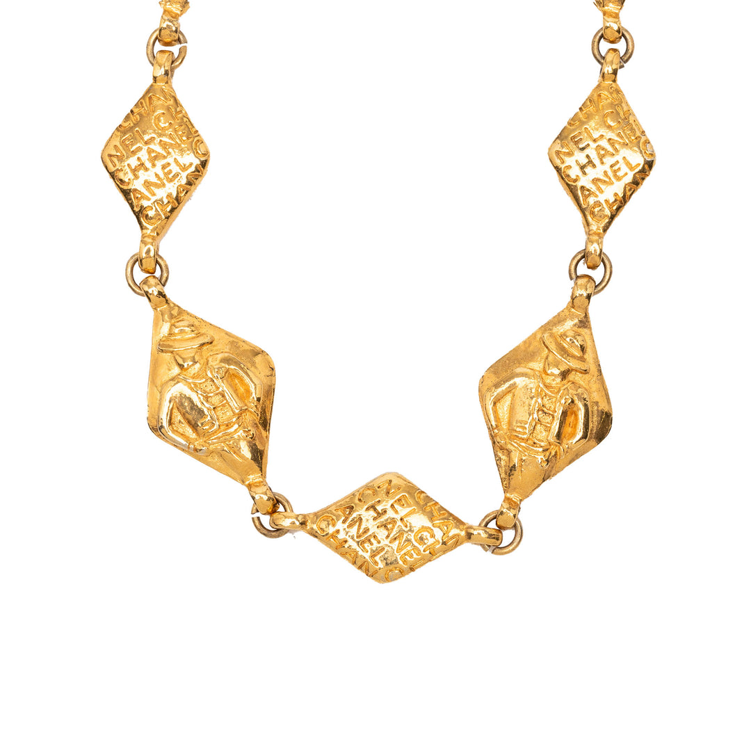 Chanel plaqué Logo Chaîne Collier Métal