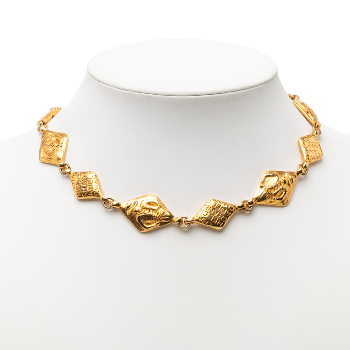 Chanel plaqué Logo Chaîne Collier Métal