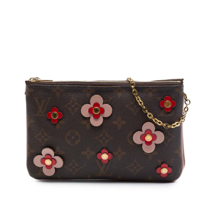Louis Vuitton Blooming Flowers Double Zippé Pochette Monogram Marron