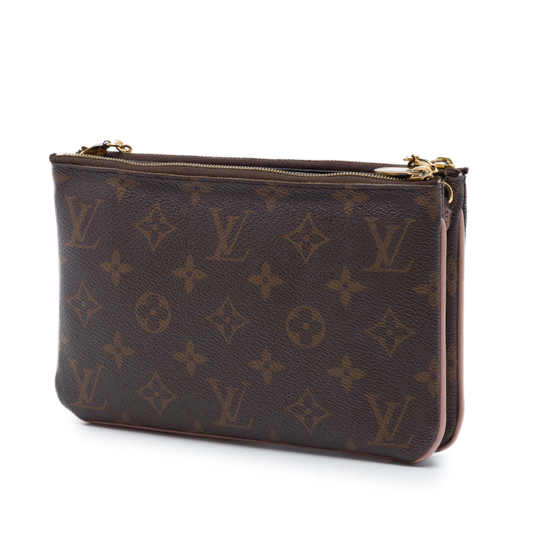Louis Vuitton Blooming Flowers Double Zippé Pochette Monogram Marron