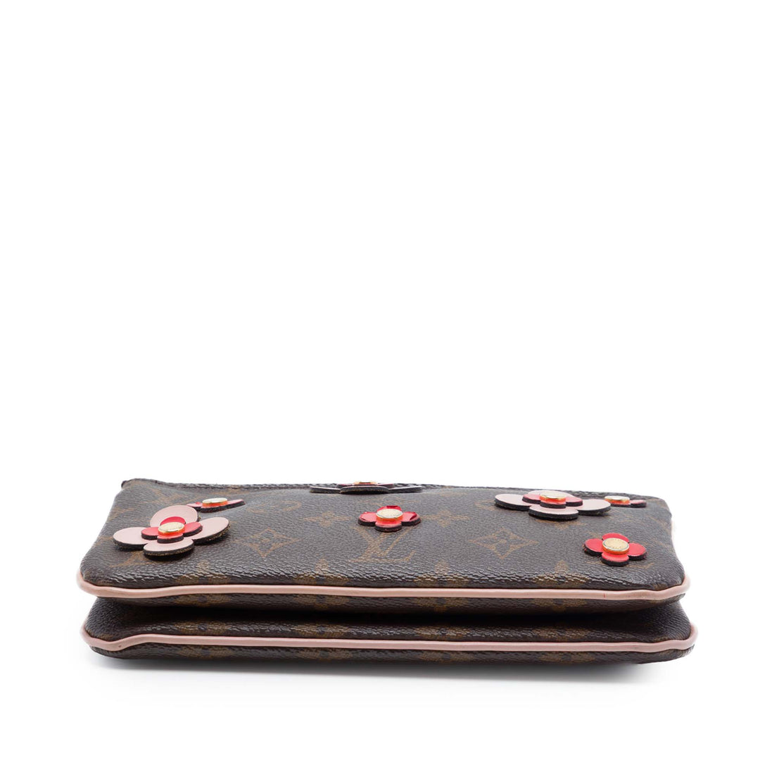 Louis Vuitton Blooming Flowers Double Zippé Pochette Monogram Marron