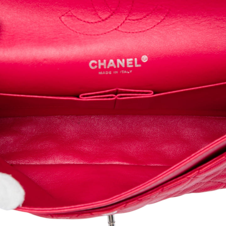 Classic Double rabat Moyen Cuir caviar Rose