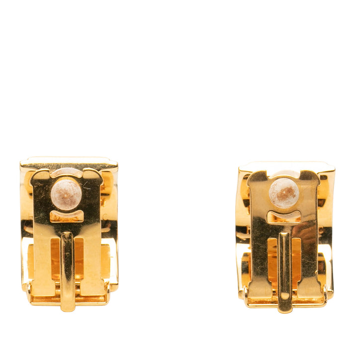 Hermès Boucles d'oreilles Émail Cloisonne À clip plaqué or – vue 2 – GABY PARIS
