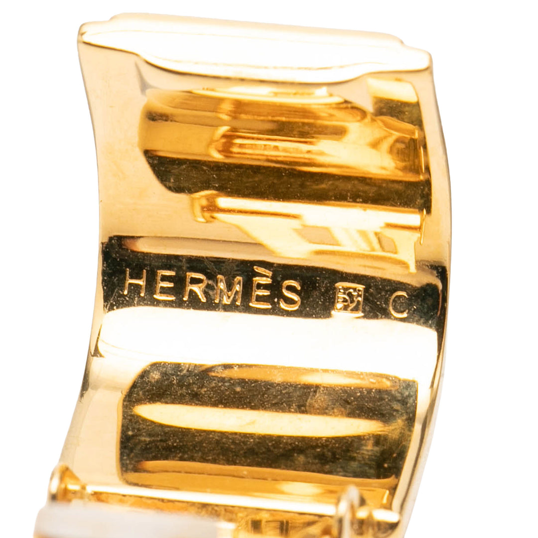 Hermès Boucles d'oreilles Émail Cloisonne À clip plaqué or – vue 3 – GABY PARIS