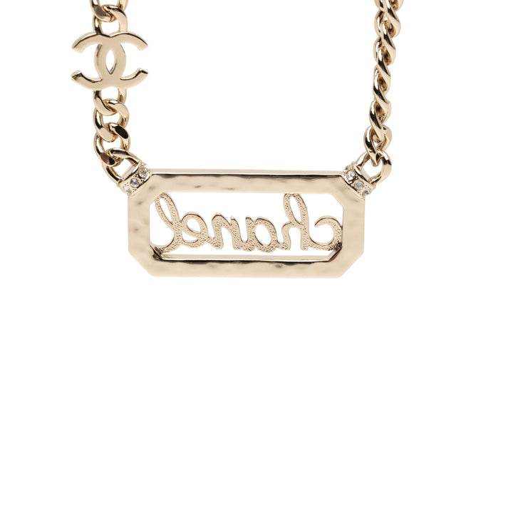 Chanel CC plaqué Strass Logo Choker Collier