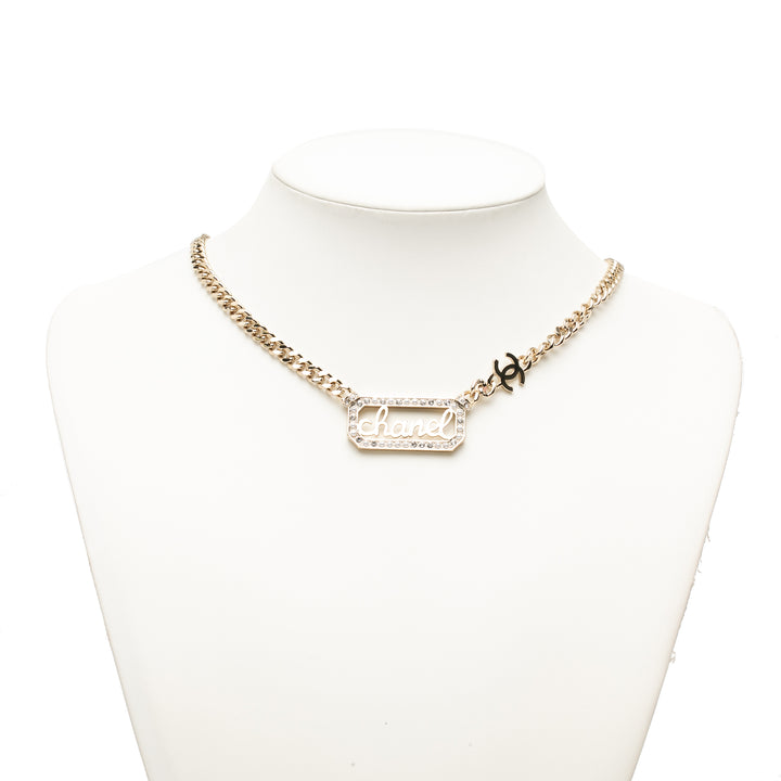 Chanel CC plaqué Strass Logo Choker Collier