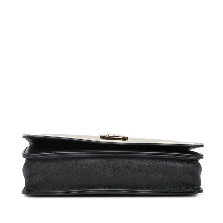Bicolor Calfskin Boy Wallet On Chain Black - Gaby Paris