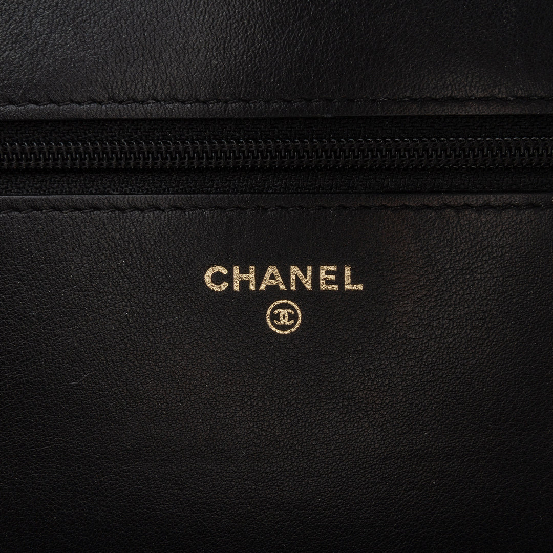 Bicolor Calfskin Boy Wallet On Chain Black - Gaby Paris