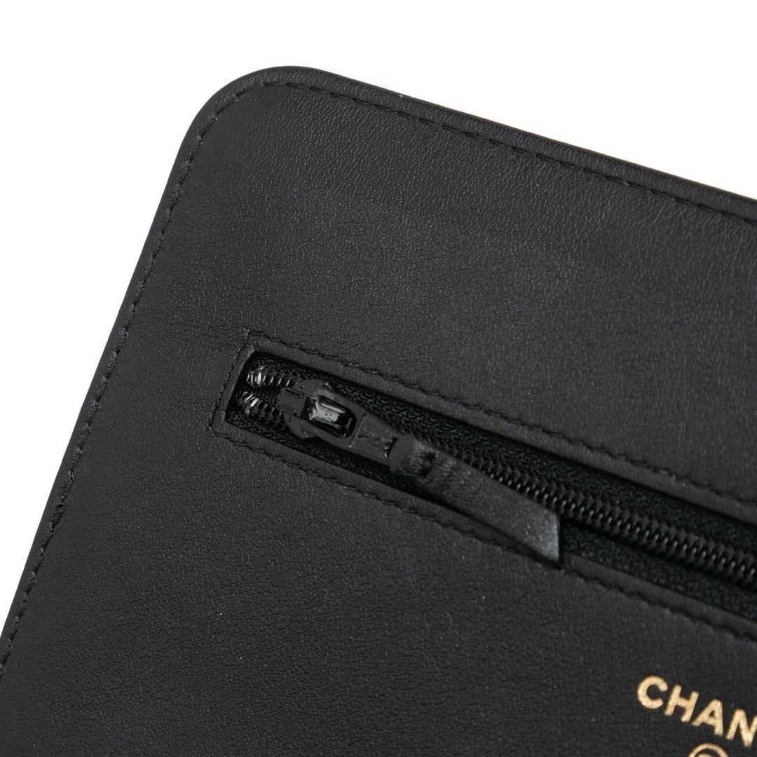 Bicolor Calfskin Boy Wallet On Chain Black - Gaby Paris