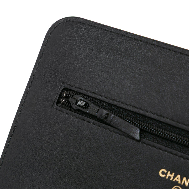 Bicolor Calfskin Boy Wallet On Chain Black - Gaby Paris