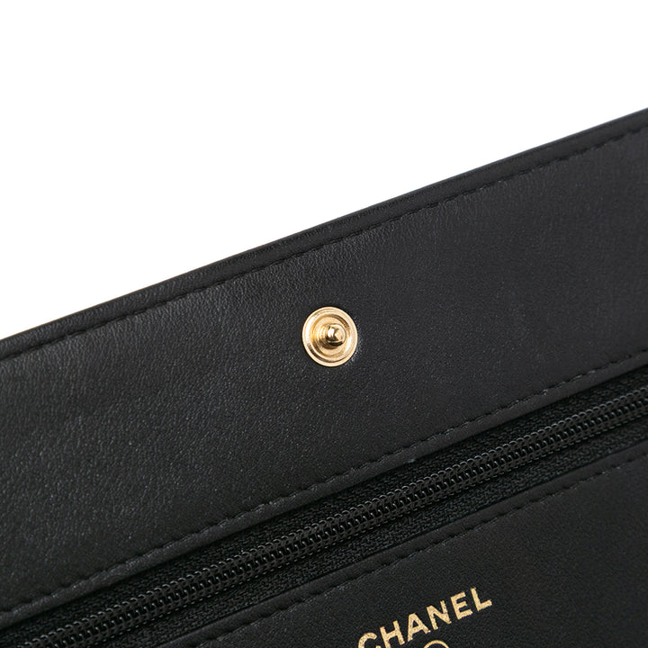 Bicolor Calfskin Boy Wallet On Chain Black - Gaby Paris