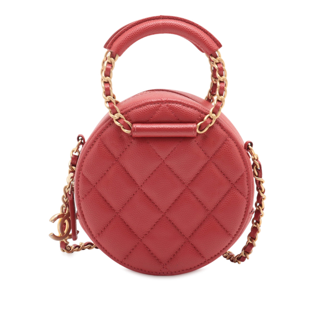 Chanel Quilted Caviar Round Woven Chain Top Handle Bag Rouge – GABY PARIS Authentique