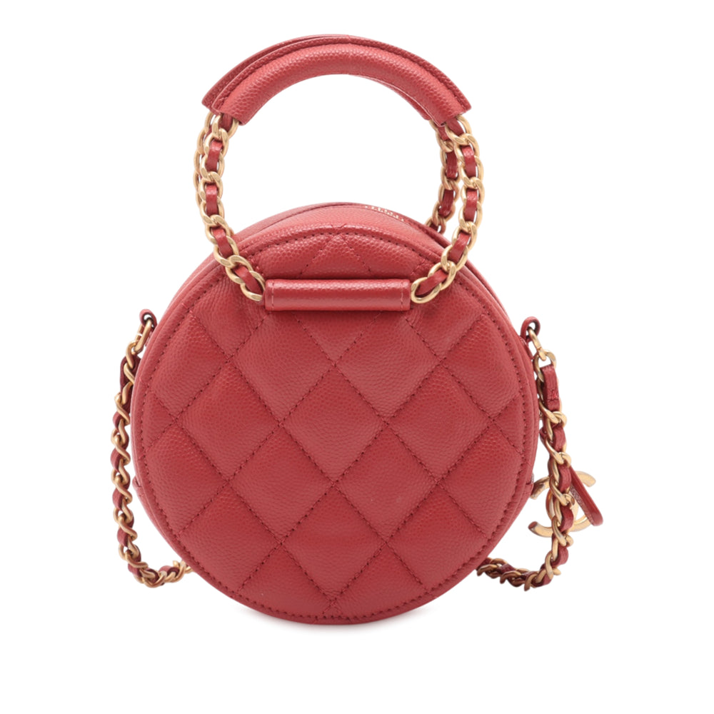 Chanel Quilted Caviar Round Woven Chain Top Handle Bag Rouge – GABY PARIS Authentique