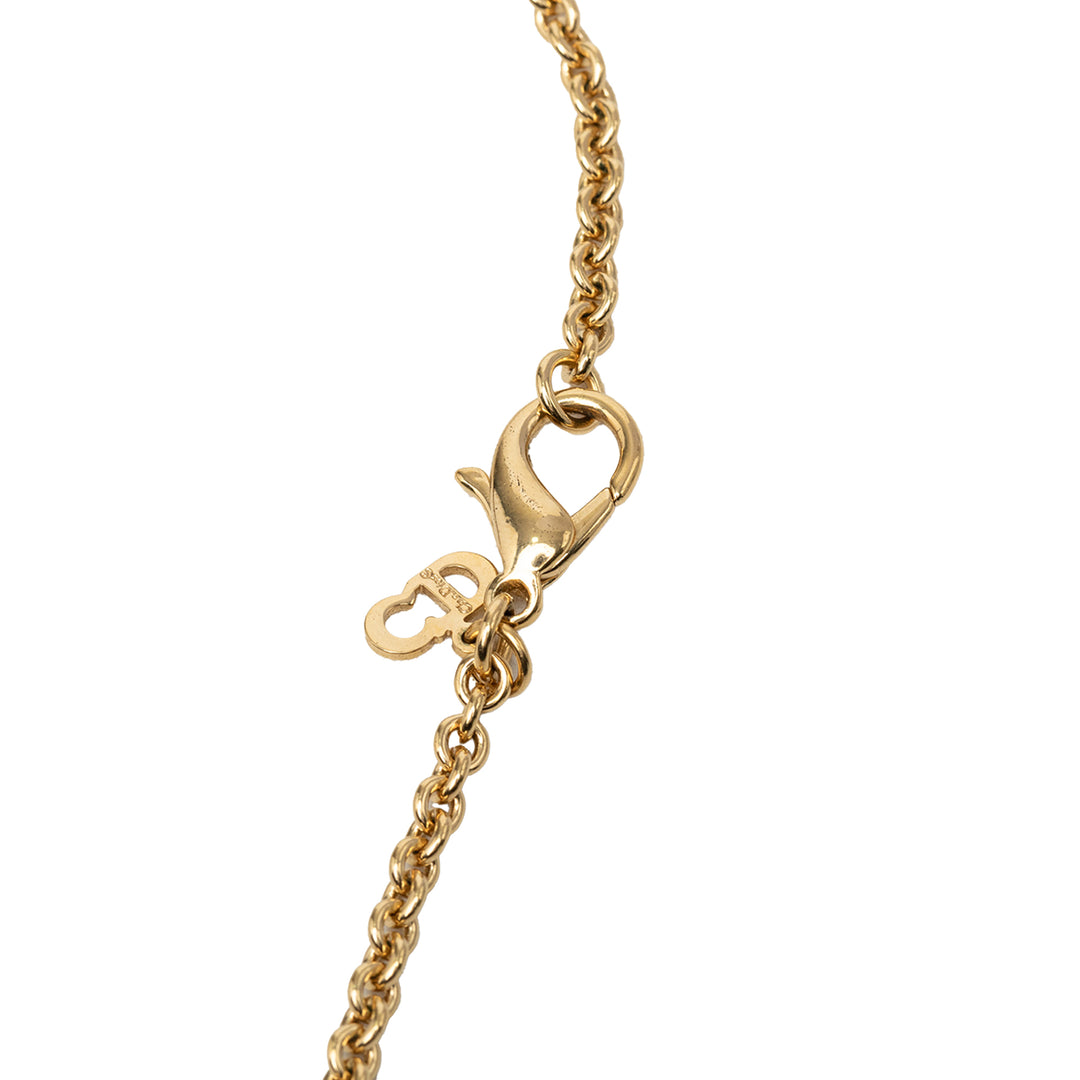 Dior plaqué Strass Logo Pendant Collier