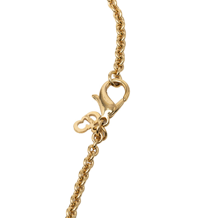 Dior plaqué Strass Logo Pendant Collier