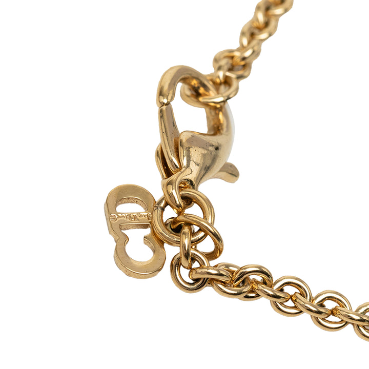 Dior plaqué Strass Logo Pendant Collier