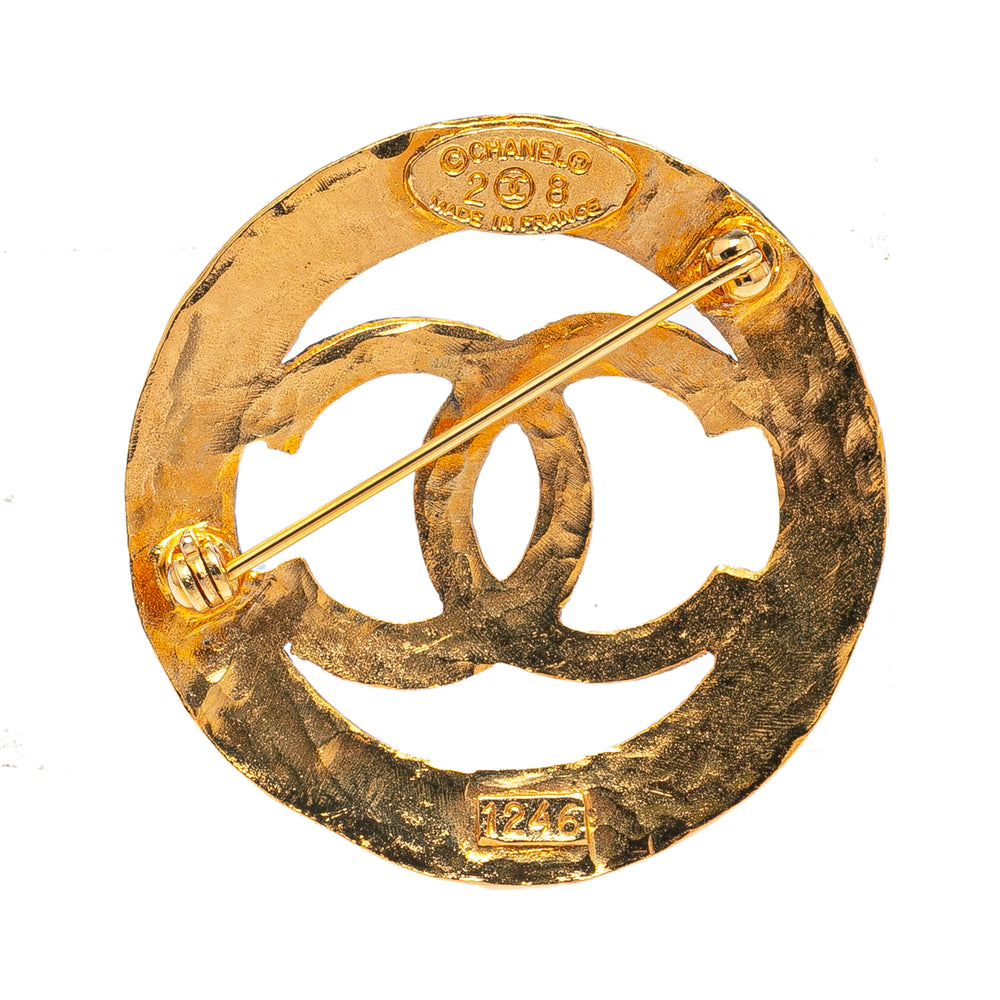 Gold Plated CC Round Brooch Gold - Gaby Paris
