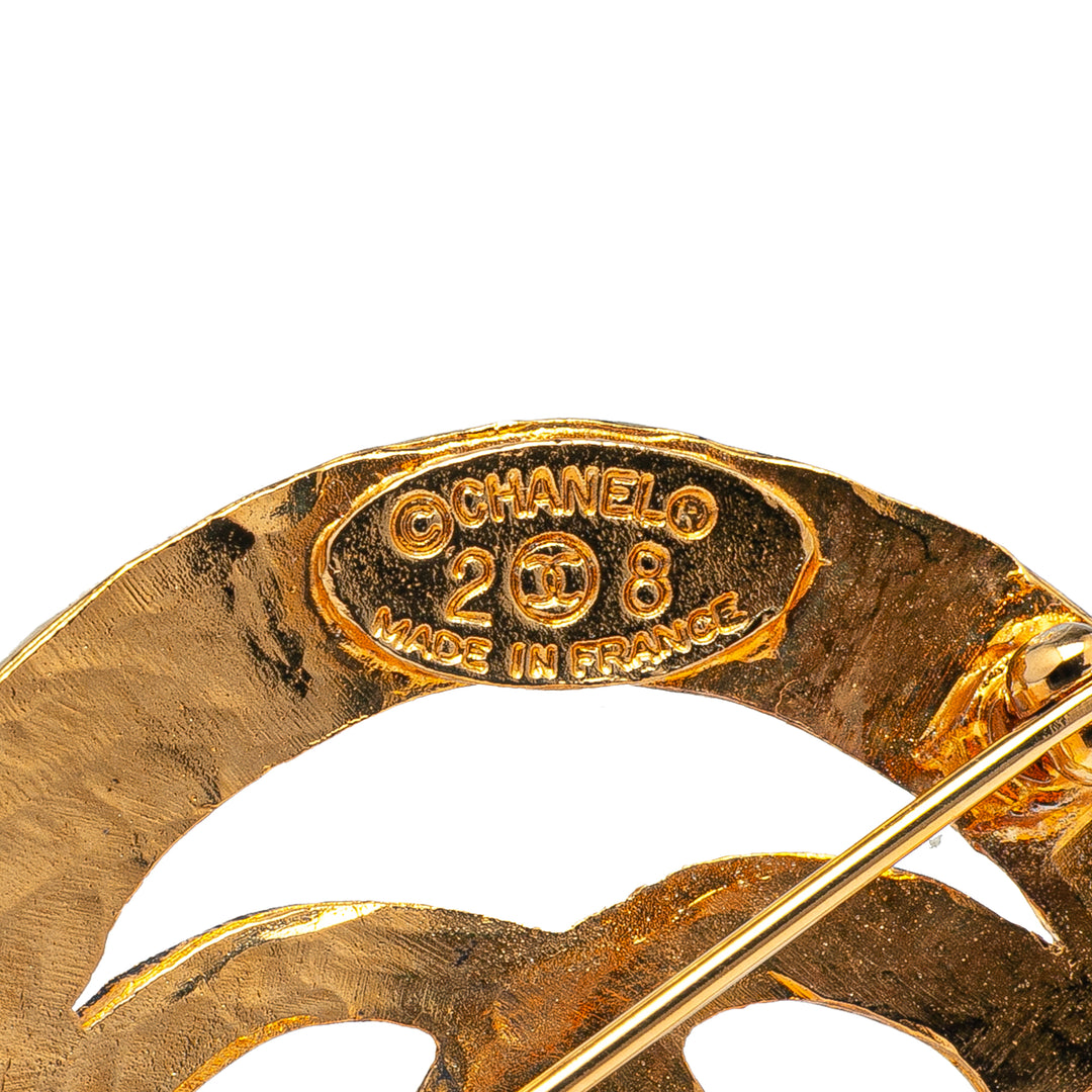 Gold Plated CC Round Brooch Gold - Gaby Paris