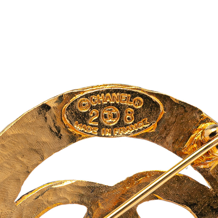Gold Plated CC Round Brooch Gold - Gaby Paris