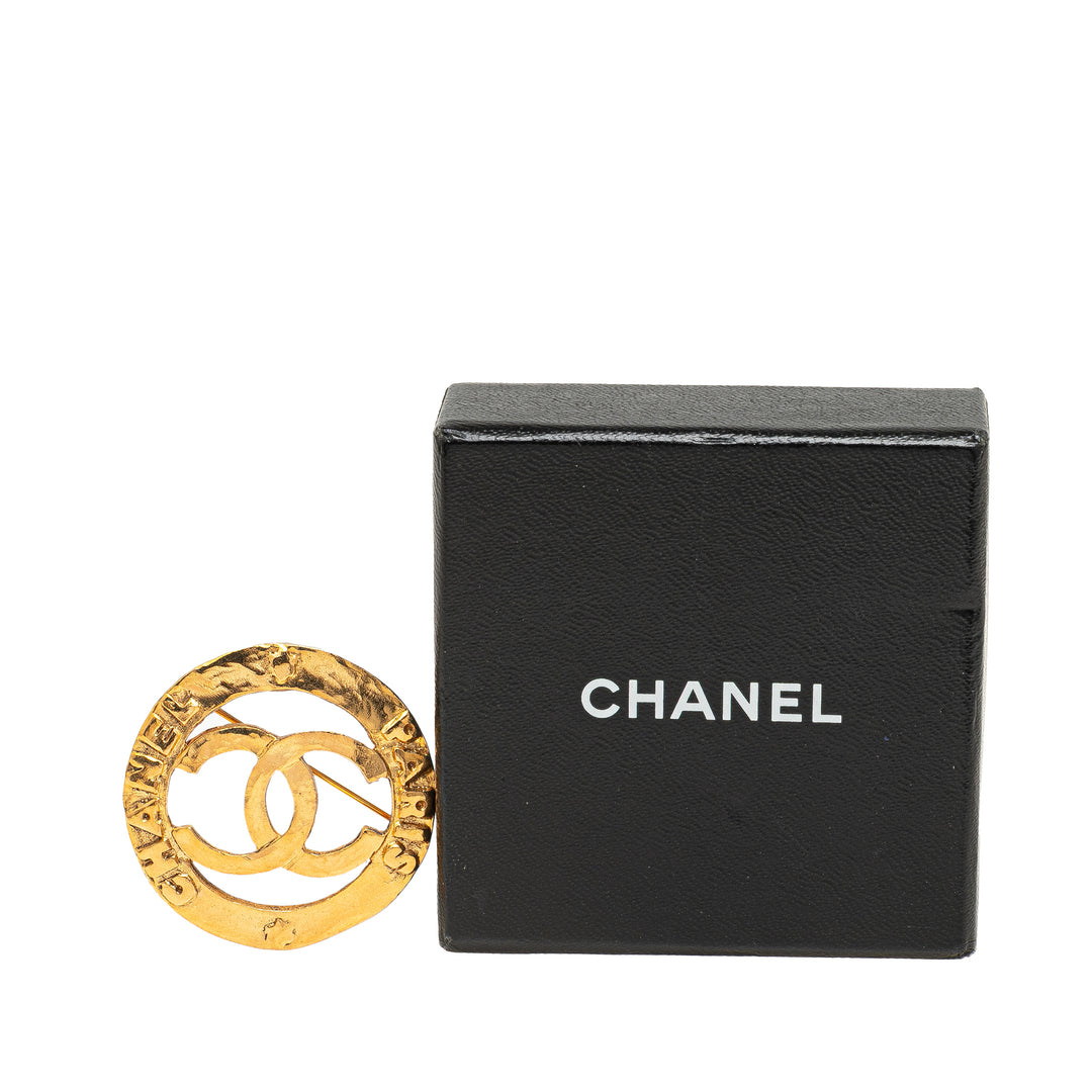 Gold Plated CC Round Brooch Gold - Gaby Paris
