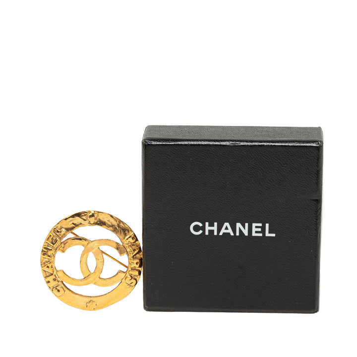 Gold Plated CC Round Brooch Gold - Gaby Paris