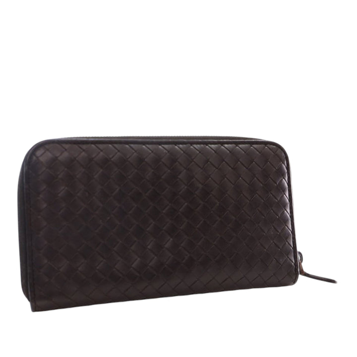 Bottega Veneta Cuir Intrecciato Zip Around Portefeuille