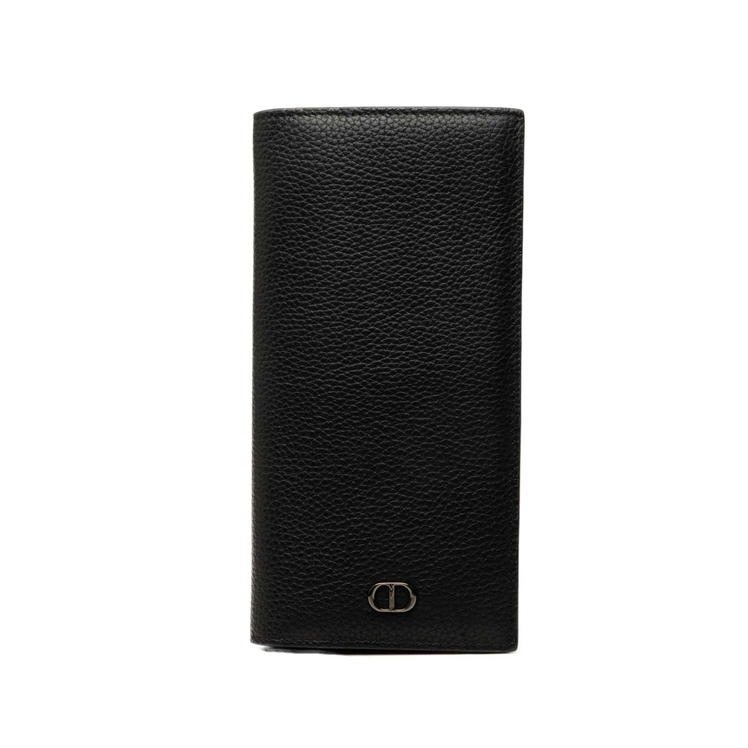 Dior grainé CD Icon Long Deux volets Portefeuille Cuir de veau grainé Noir