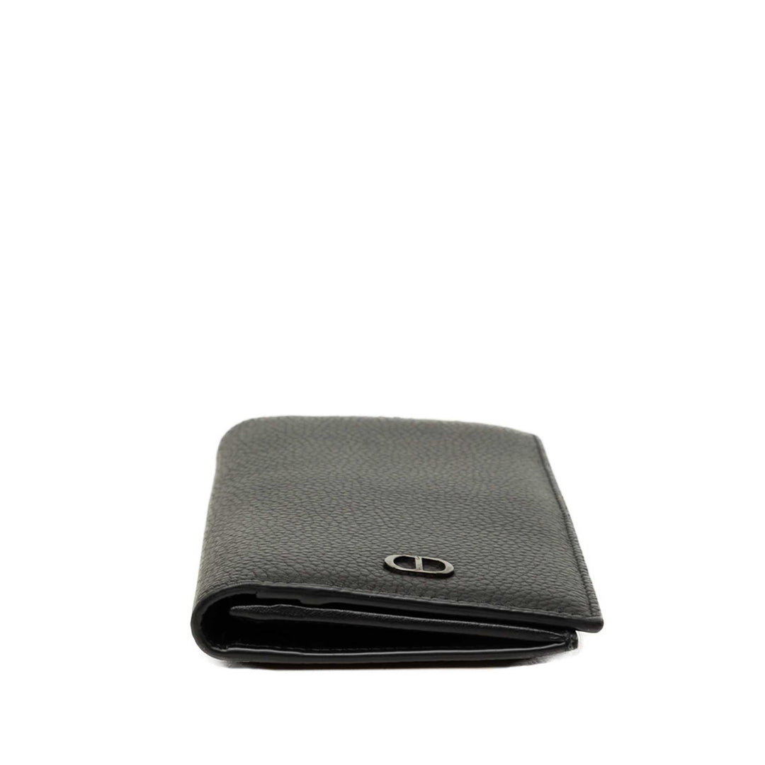 Dior grainé CD Icon Long Deux volets Portefeuille Cuir de veau grainé Noir