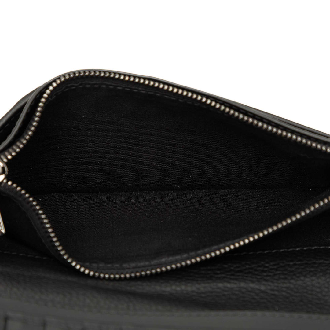 Dior grainé CD Icon Long Deux volets Portefeuille Cuir de veau grainé Noir