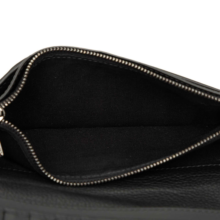 Dior grainé CD Icon Long Deux volets Portefeuille Cuir de veau grainé Noir