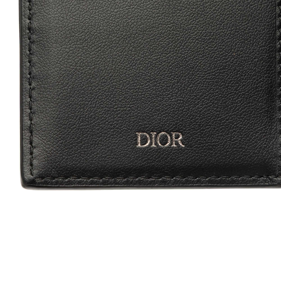 Dior grainé CD Icon Long Deux volets Portefeuille Cuir de veau grainé Noir