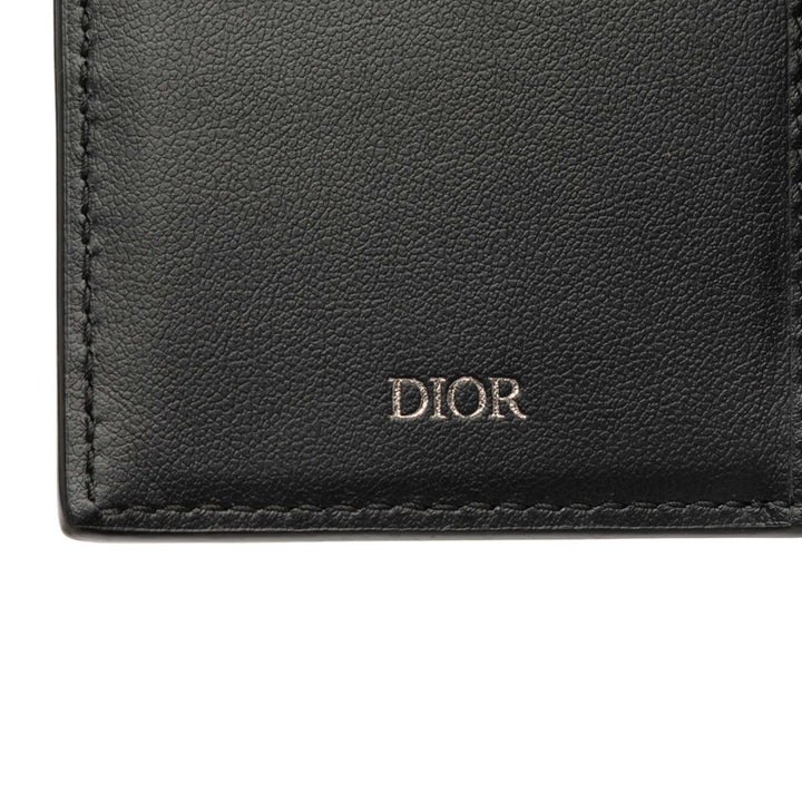 Dior grainé CD Icon Long Deux volets Portefeuille Cuir de veau grainé Noir