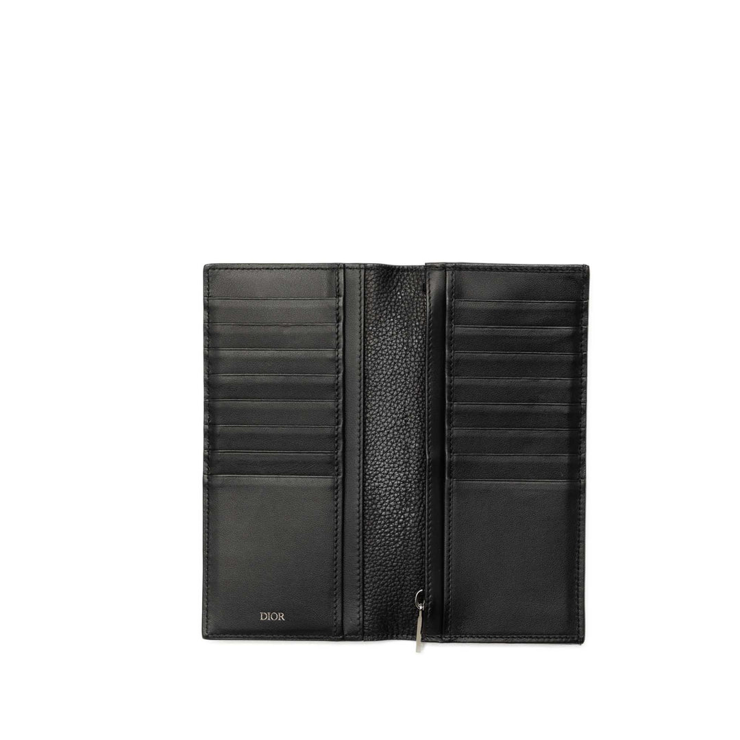 Dior grainé CD Icon Long Deux volets Portefeuille Cuir de veau grainé Noir