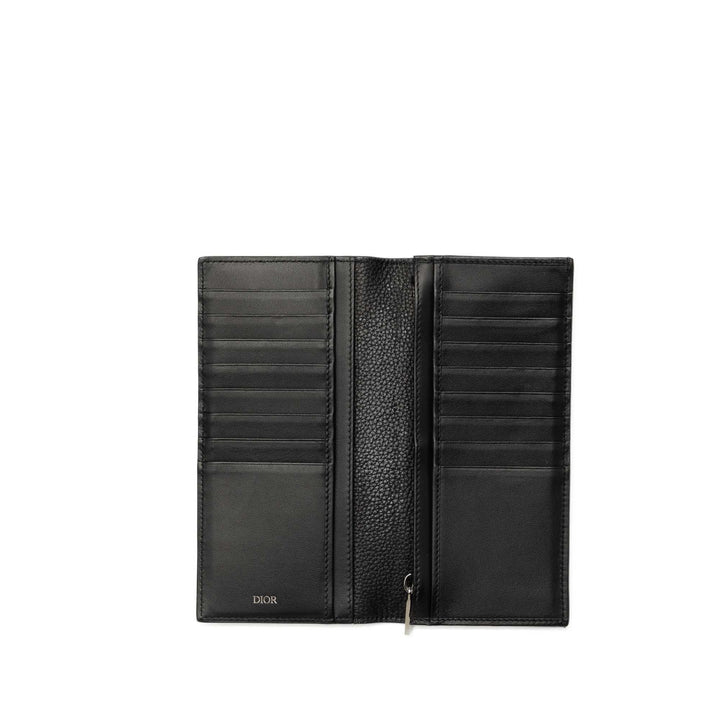 Dior grainé CD Icon Long Deux volets Portefeuille Cuir de veau grainé Noir