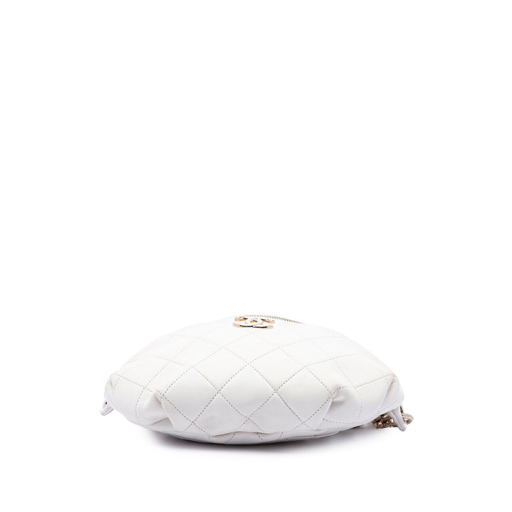 CC Matelassé Elegant Sac ceinture Cuir de veau Blanc