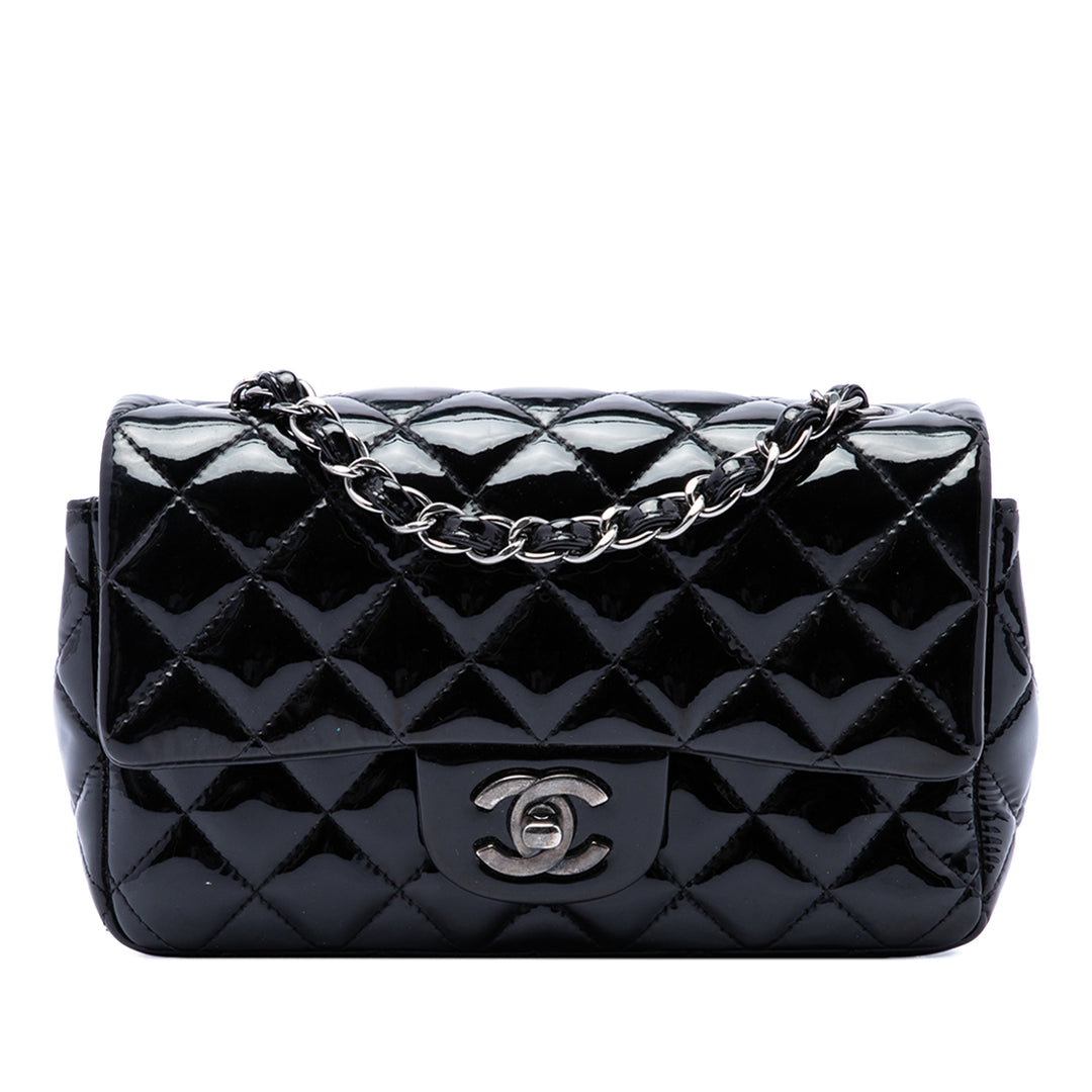 Chanel Mini Rectangular Classic Cuir verni Simple rabat