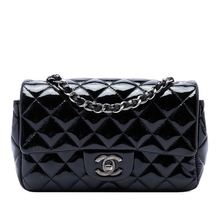 Chanel Mini Rectangular Classic Cuir verni Simple rabat
